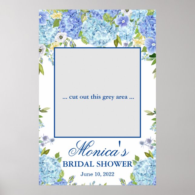 Póster Blue Light Hydrangea Bridal Shower Photo Prop (Frente)