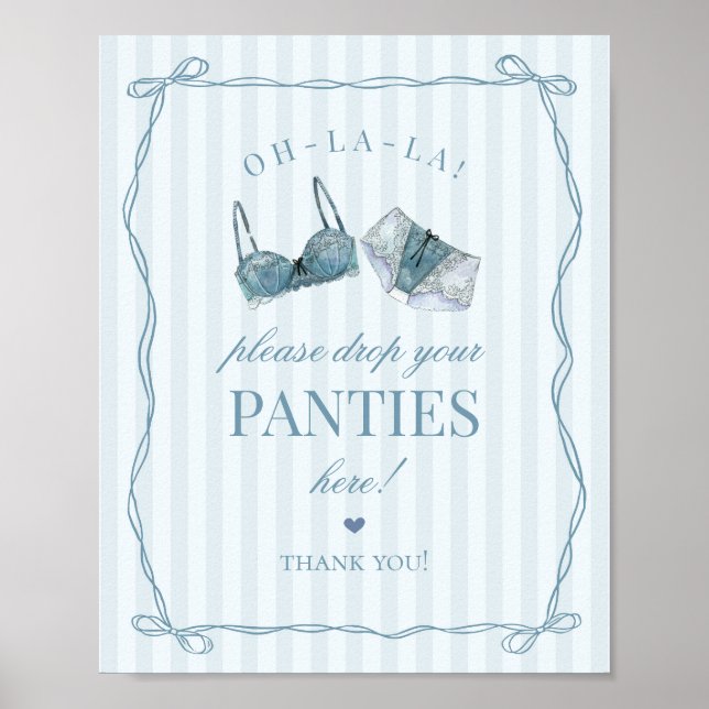 Póster Blue Lingerie Bachelorette Panties Please Sign (Frente)
