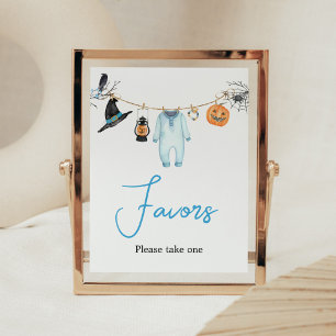 Póster Blue Little Boo Halloween Baby Shower Favores