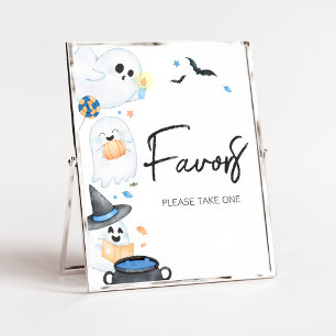 Póster Blue Little Boo Halloween Baby Shower Favores