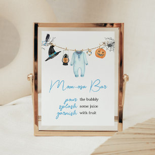 Póster Blue Little Boo Halloween Baby Shower Mom Osa Bar