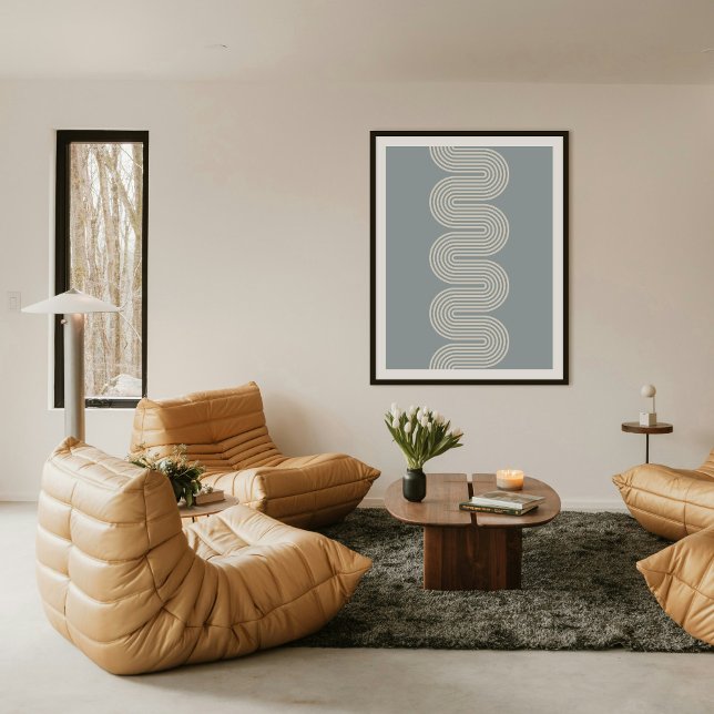 Póster Blue Lombard Wavy Lines Modern Minimal Art Print (Subido por el creador)