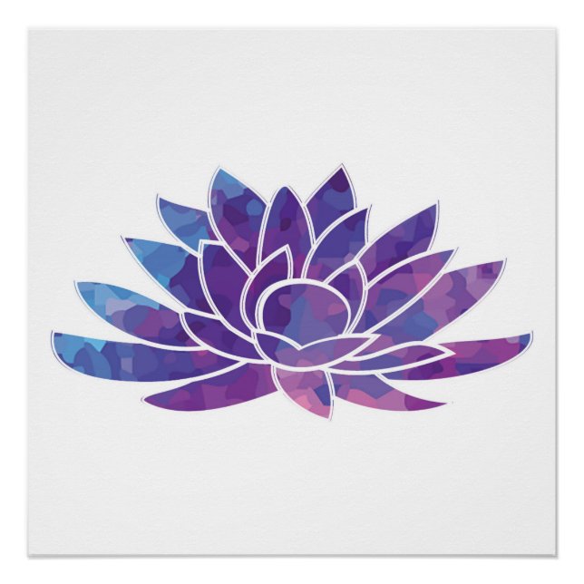 Póster Blue Lotus Purple Lotus Design Flower Art (Anverso)