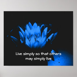 Póster Blue Lotus Simplicity Inspirational Quote
