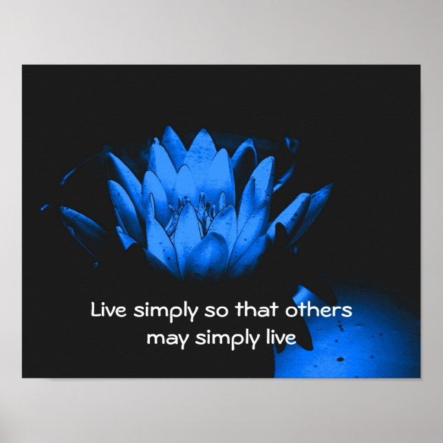 Póster Blue Lotus Simplicity Inspirational Quote (Frente)