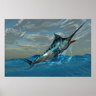 Póster Blue Marlin Jump Print