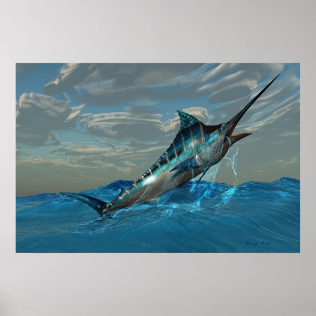 Póster Blue Marlin Jump Print (Frente)
