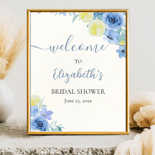 Póster Blue Mediterranean Lemon Bridal shower