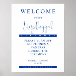 Póster Blue Minimalist Unplugged Wedding Sign