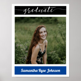 Póster Blue Modern Block Photo Graduation Poster