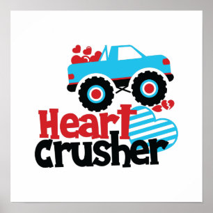 Póster Blue Monster Truck Heart Crusher Valentine
