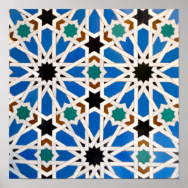 Póster Blue Morrocan Mosaic
