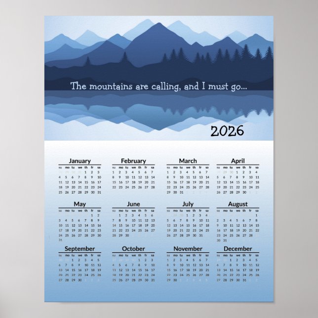 Póster Blue Mountain Reflections 2026 Calendar Poster (Frente)