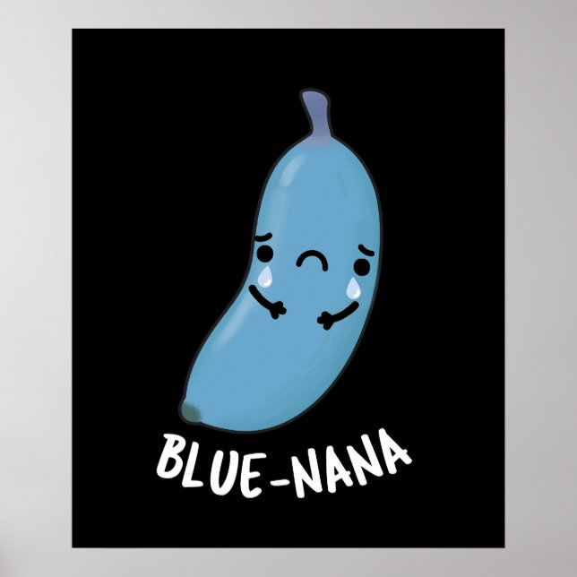 Póster Blue-nana Funny Banana Pun Dark BG (Frente)