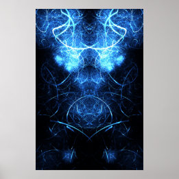 Póster Blue Nebula Energy Fractal Art