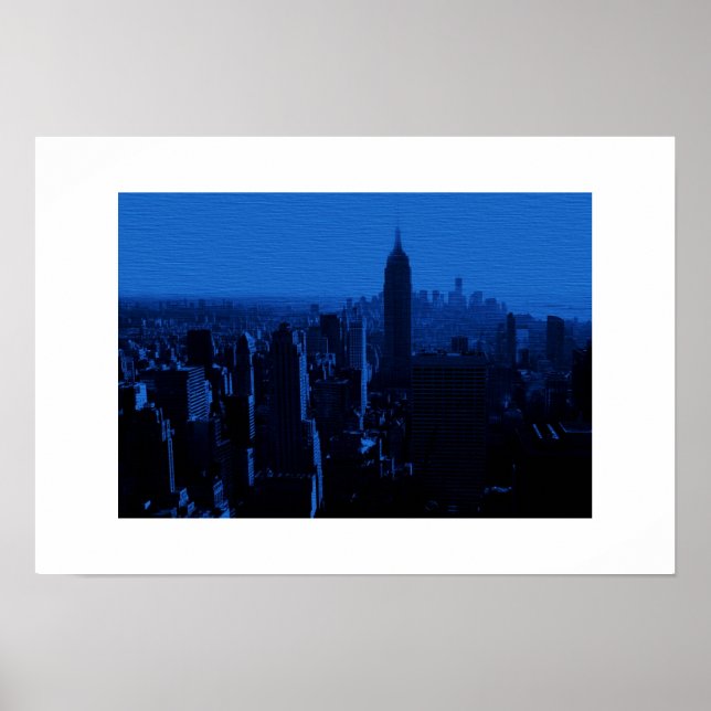 Póster Blue New York City White Border Poster (Frente)