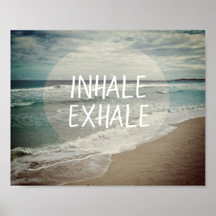 Póster blue ocean quote poster inhale exhale