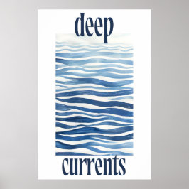 Póster Blue Ocean Waves Art Print Abstract Coastal Wall