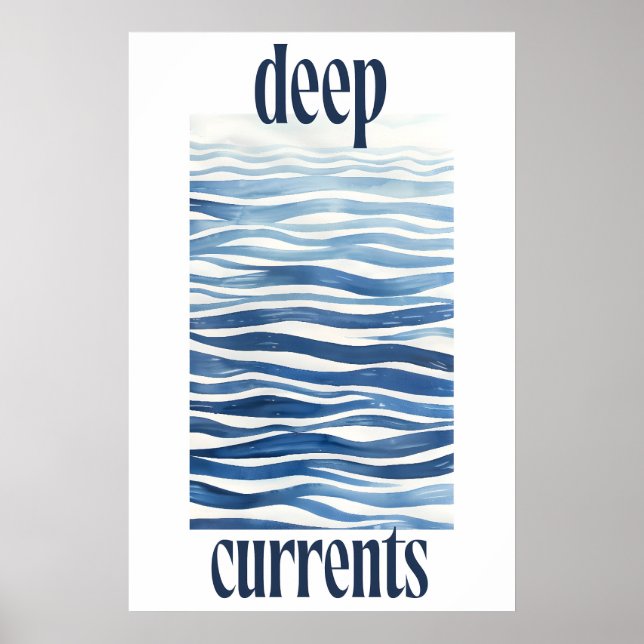 Póster Blue Ocean Waves Art Print Abstract Coastal Wall (Frente)