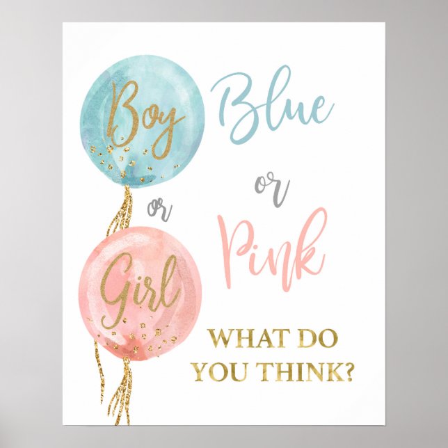 Póster Blue or Pink what do you think Gender Reveal (Frente)
