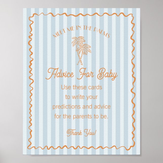 Póster Blue Palm Springs Pastel Beach Advance para el beb (Frente)