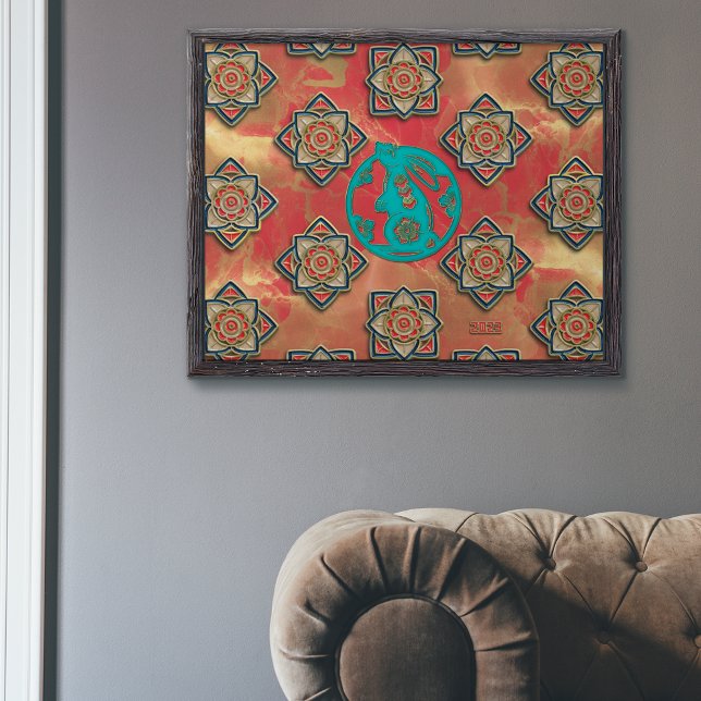 Póster Blue Papercut Rabbit Red Gold Año Nuevo Chino (Subido por el creador)