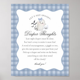 Póster Blue Pastel Little Boo Ghost Diaper Thoughts Sign