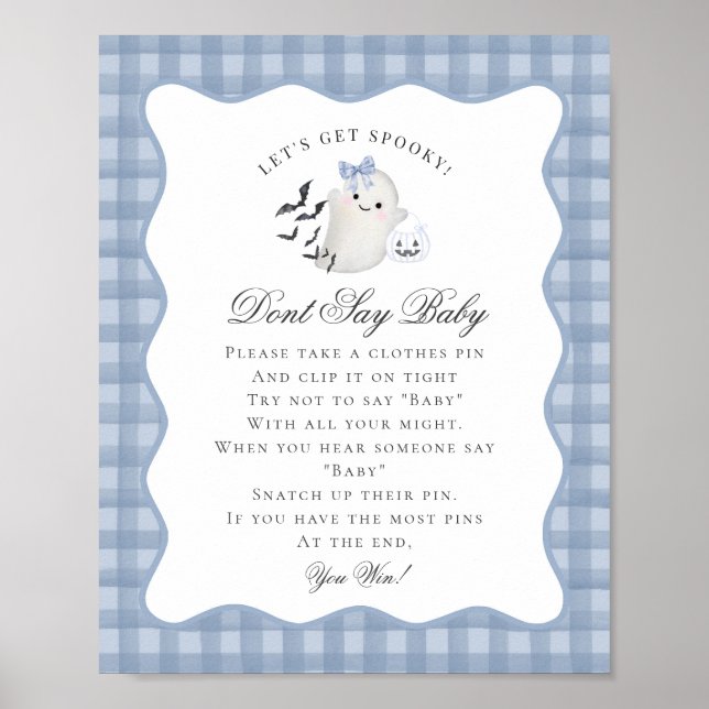 Póster Blue Pastel Little Boo Ghost Dont Say Baby Game (Frente)