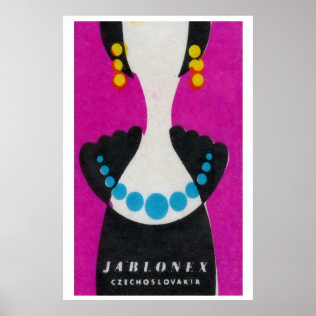 Póster Blue Pearl Necklace - Matchbox Print - Czech Wall (Frente)