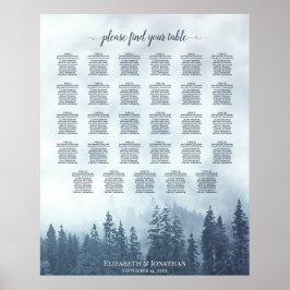 Póster Blue Pine Trees 29 Table Wedding Seating Chart