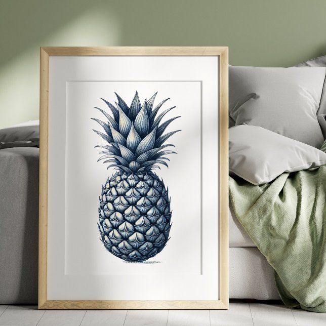 Póster Blue Pineapple Illustrated Print Wall Art (Subido por el creador)