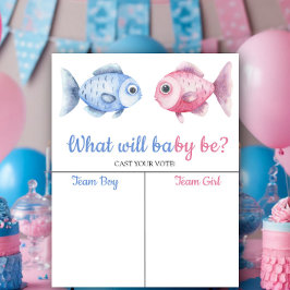 Póster Blue & Pink Fish Gender reveal Boy or Girl chart
