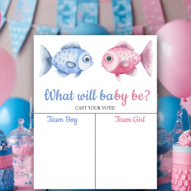 Póster Blue & Pink Fish Gender reveal Boy or Girl chart (Subido por el creador)