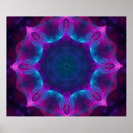 Póster Blue & Pink Neon Dark Kaleidoscope Gradient