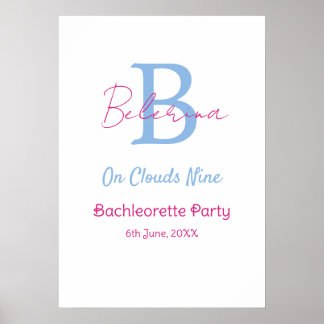Póster blue pink on clouds nine monogram bachelorette par