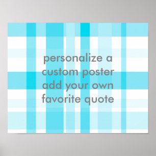Póster blue plaid añada su propio personalizado de presup