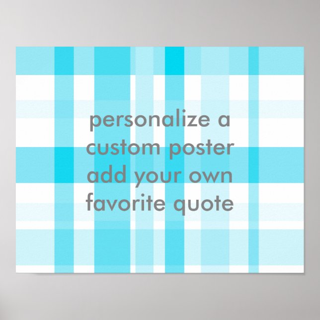 Póster blue plaid añada su propio personalizado de presup (Frente)