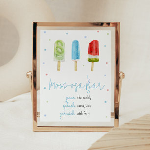 Póster Blue Popsicle Baby Shower Mom Osa Bar