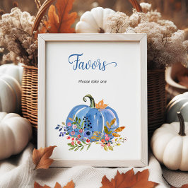 Póster Blue Pumpkin Boy Baby Shower Favors