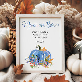 Póster Blue Pumpkin Whimsical Baby Shower Momosa Bar