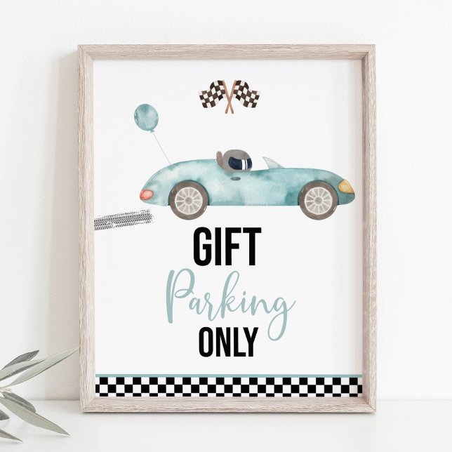 Póster Blue Race Car Gifts Rótulo de fiesta de cumpleaños (Subido por el creador)