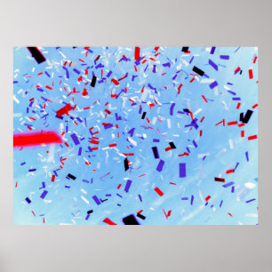 Póster Blue, red, and black paper cutouts