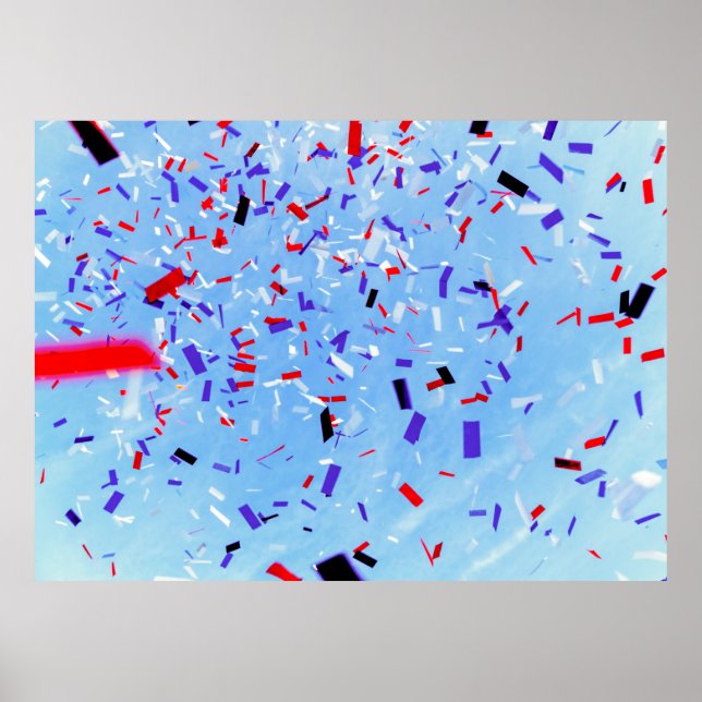 Póster Blue, red, and black paper cutouts (Frente)