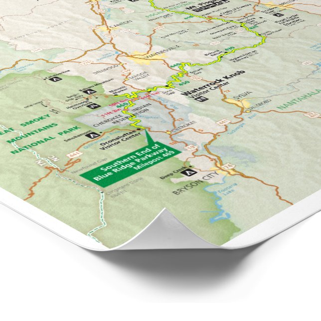 Póster Blue Ridge Parkway 2026 map poster (Esquina)