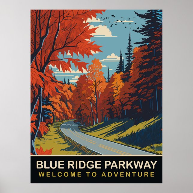 Póster Blue Ridge Parkway, Viaje (Frente)