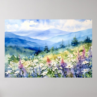 Póster Blue Ridge Scenic Landscape Art