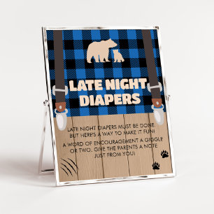 Póster Blue Rust Plaid Lumberjack Tarde Noche Diapers