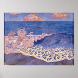 Póster Blue seascape, Wave Effect, c.1893