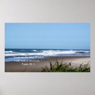 Póster Blue Sky and Beach Print w/Scripture Verse