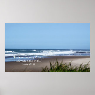 Póster Blue Sky and Beach Print w/Scripture Verse